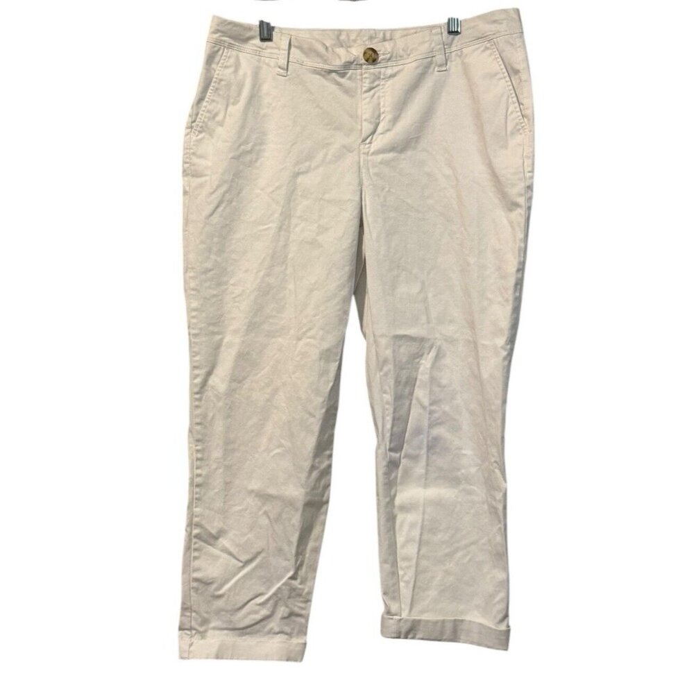 Le‎ Tigre women's cropped chino pants size 12 tiger logo Preppy Classic Modern